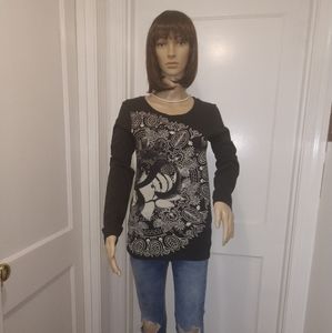 Lucky Brand long sleeve shirt with flower EUC